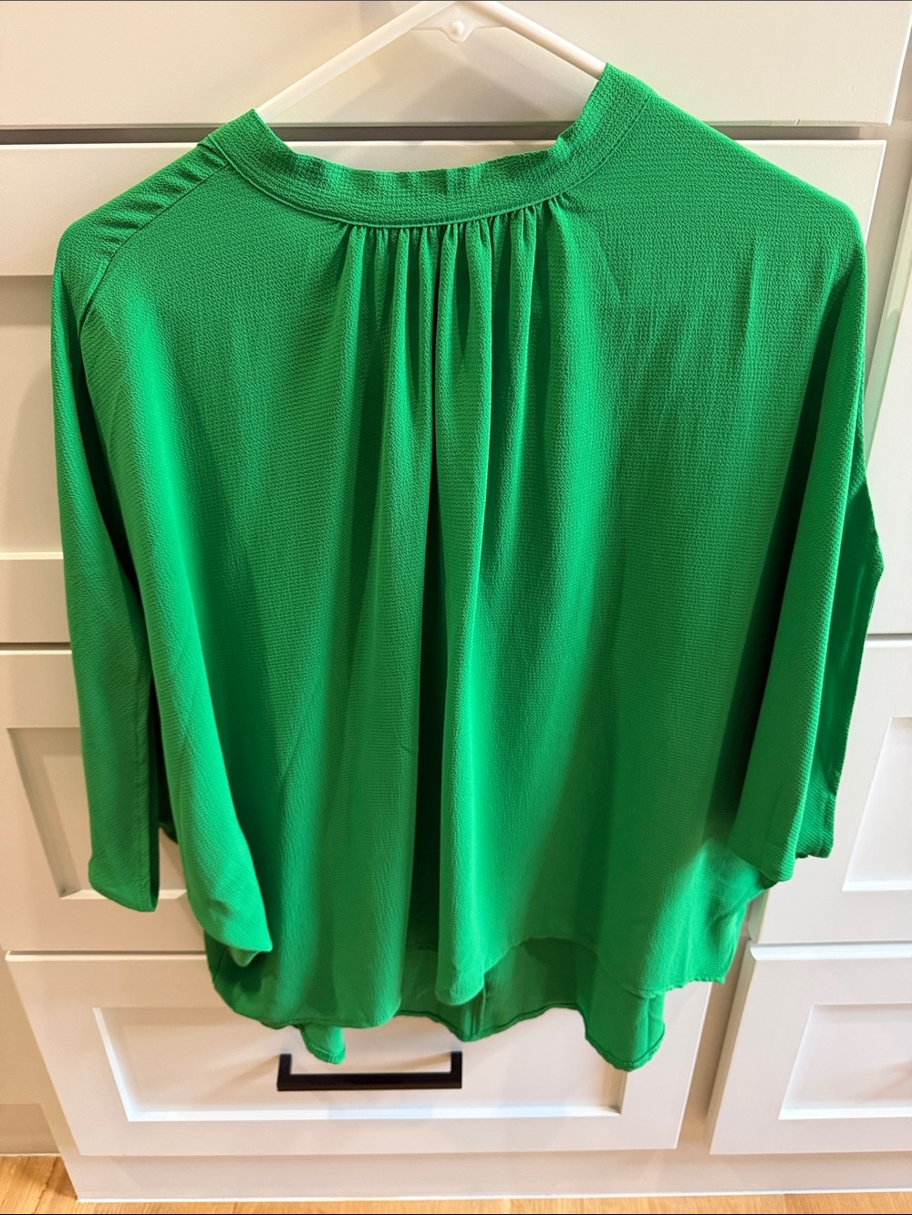 SHEIN Emerald Green Pleated Yoke Tunic Blouse